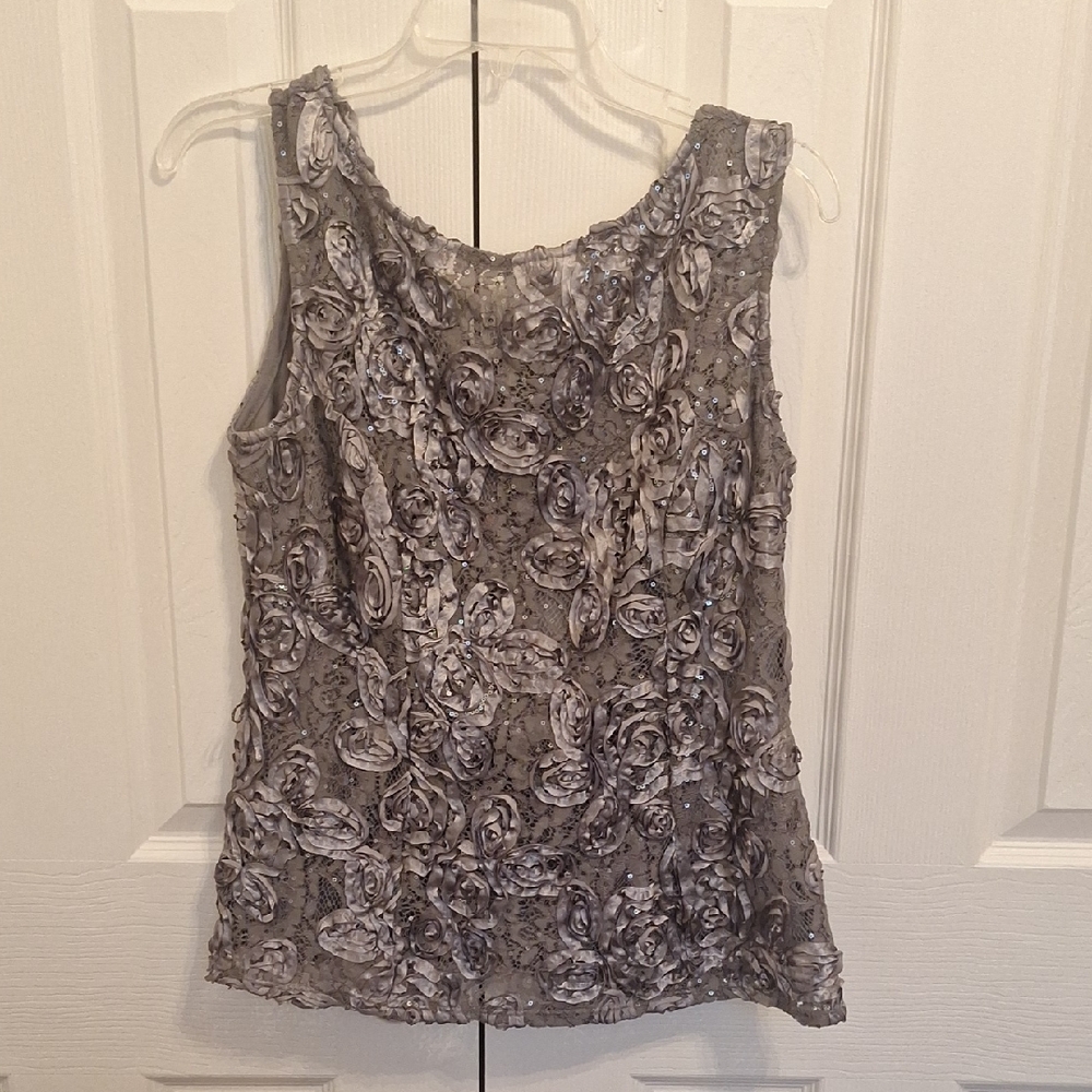 Onyx Nite Silver Floral Tank Top